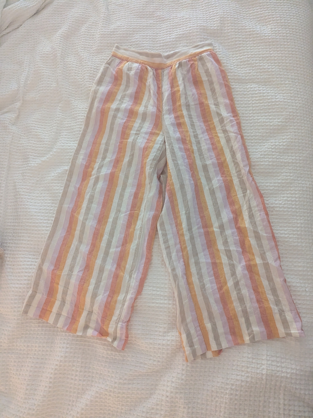 Lou & Grey Pastel Multi-Stripe Wide Leg Linen Pants